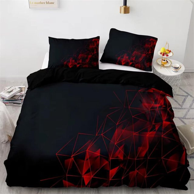 Bettwäscheset Binchi Fitness mit 3D Marmor-Design in Schwarz und Rot, Microfaser, B/H: 210 x 210 cm - Bild 1