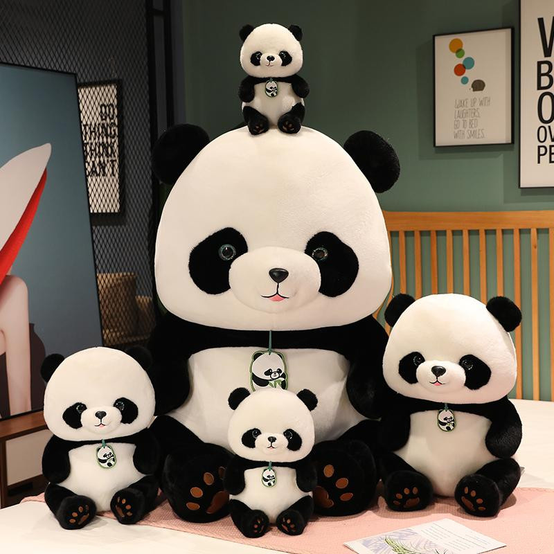 GDzaccly Panda Drache Bambus Frucht Fubao Schwestern Plüschpuppe, Schwarz Weiß, ab 14 Jahren - Bild 3