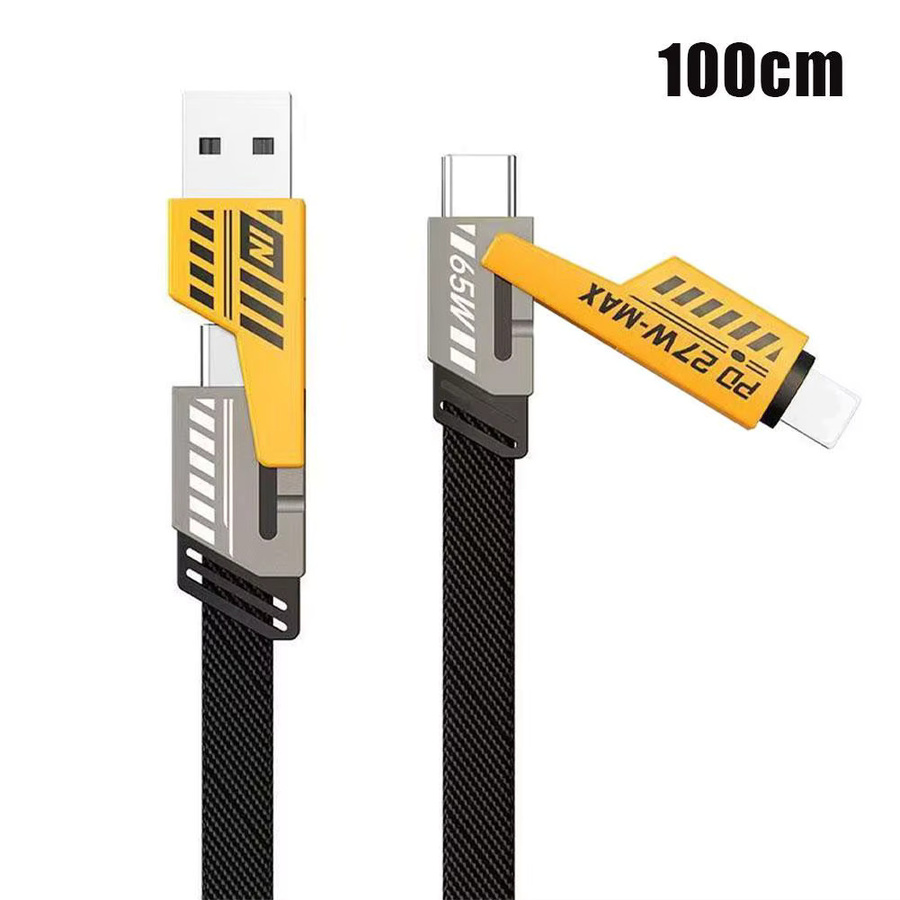 Multifunktionales 4 in 1 USB-C Schnellladekabel mit 65 W + 27 W Dual-Head für iPhone und Laptop, Schwarz - Bild 6