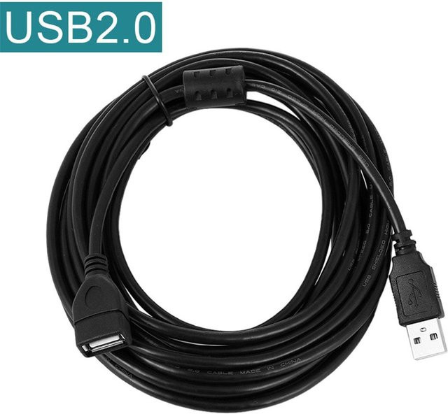 MIIQNUS USB 2.0 Ladekabel und Datenkabel mit USB-A Stecker auf Buchse in Schwarz - Bild 1