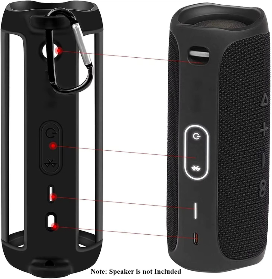 Silikonhülle für JBL Flip 5 Bluetooth-Lautsprecher in Pink oder Schwarz mit Trageriemen - Bild 3