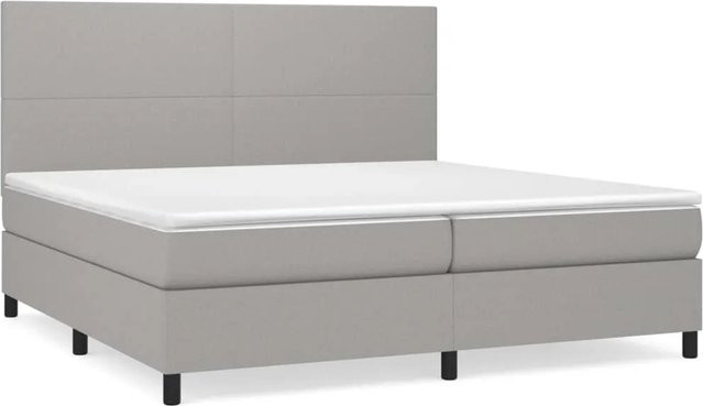 vidaXL Boxspringbett Hybrid mit Matratze und Taschenfedern, Hellgrau, B/T: 200 x 200 cm - Bild 1