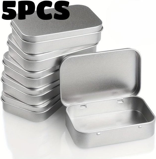 10 Stück Mini-Blechdosen aus Metall in Silber und Grau mit Klappdeckel als leere Aufbewahrungsboxen für Schmuck, Münzen oder Süßigkeiten - Bild 1