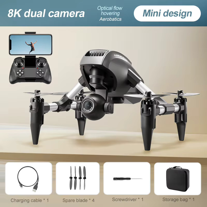 Tccicadas Mini 8K FPV Drohne mit WIFI, 2,4G Fernbedienung, Optischem Fluss und Höhe Halten, Schwarz - Bild 4