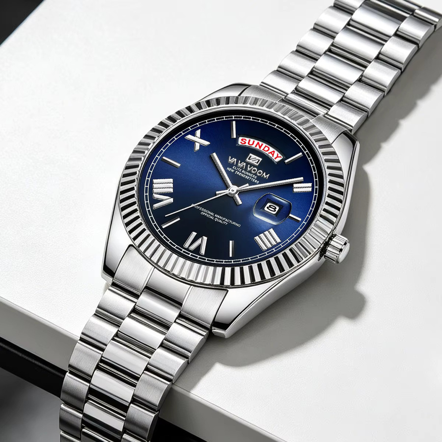 VA VA VOOM Armbanduhr Edelstahl, Quarz, 41 mm, Herren, Blau - Bild 3
