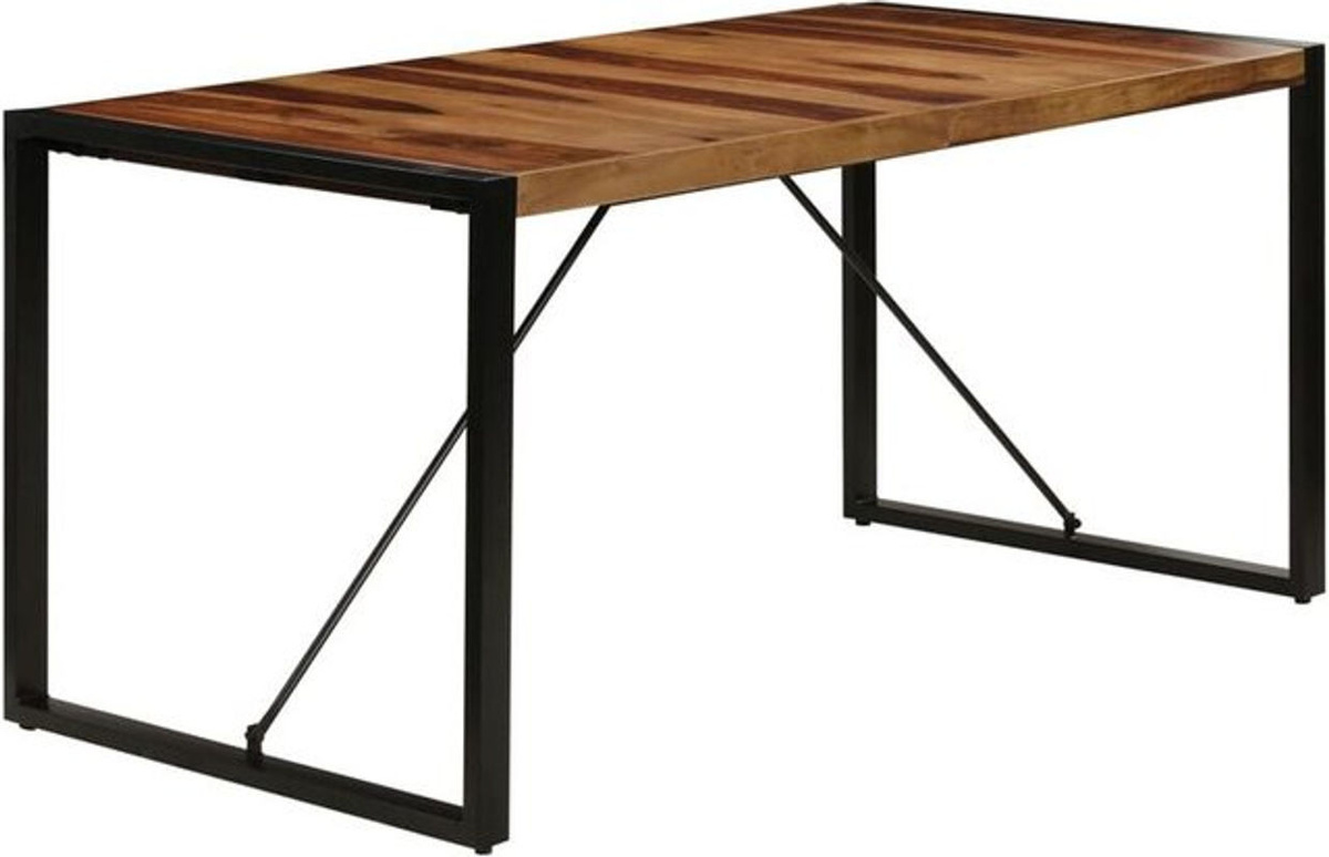 Vidaxl Esstisch aus Massivholz Akazie und Stahl in Braun/Schwarz im Industrial Retro Design B/T/H: 160 x 80 x 75 cm - Bild 1