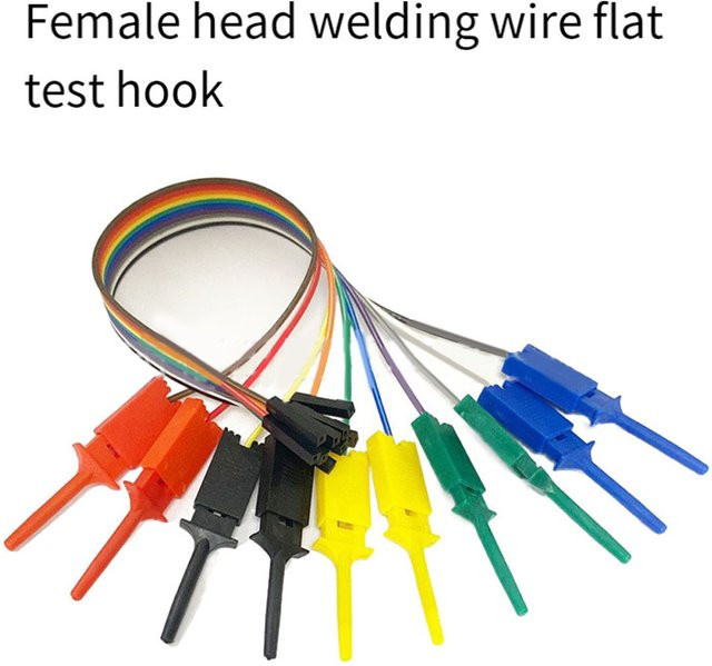 Test Haken Clip Logic Analysator Kabel Greifer Set mit 10pin Anschluss für Chips Pins und Jumper Draht Klemmen, Mehrfarbig - Bild 1