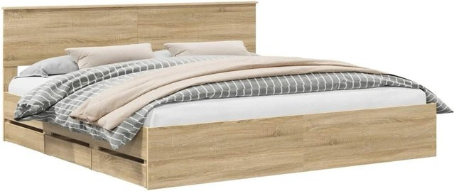 vidaXL Bettrahmen Sonoma-Eiche mit Schubladen, B/T/H: 200 x 160 x 90 cm - Bild 1