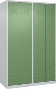 C+P Spind Classic PLUS Schwarz-Weiß mit 4 Abteilen, Zylinderschloss, H x B x T: 185 x 120 x 50 cm - Bild 1