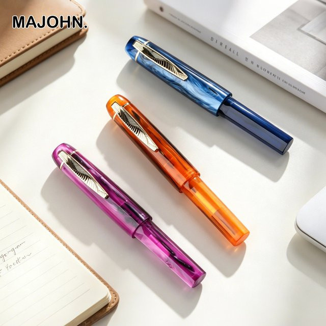 MAJOHN RS3 Mini-Füllfederhalter aus Harz in Orange und Multicolour für Reise, Büro und Schule - Bild 1