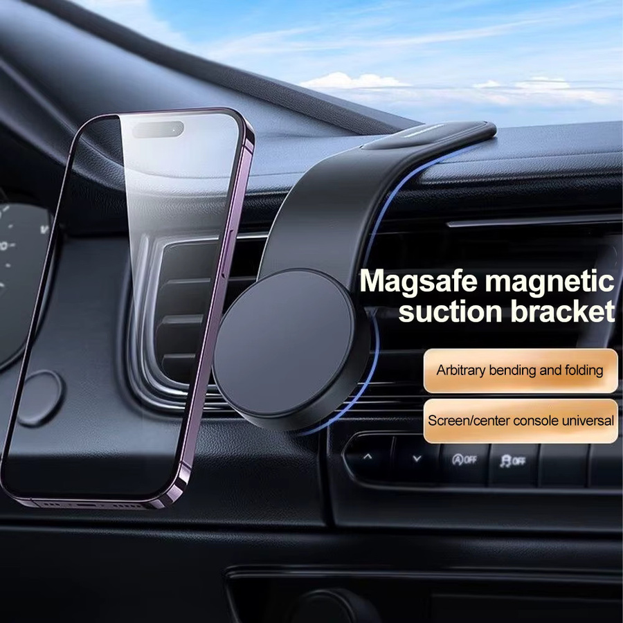 Magnetischer Autotelefonhalter von KEBETEME in Schwarz für Lüftungsschlitze, faltbare Clip-Halterung für Xiaomi, iPhone 14 und Samsung - Bild 2