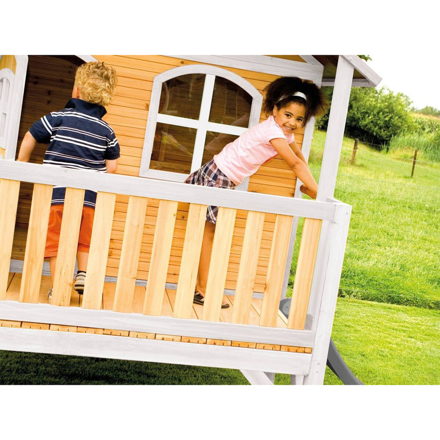AXI Spielhaus Stef aus Holz in Braun und Weiß mit grauer Rutsche, B/H/T: 349 x 233 x 212 cm - Bild 2