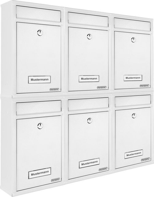 Monzana Briefkasten 6er-Set aus Stahl in Weiß inklusive je 2 Schlüsseln - Bild 1