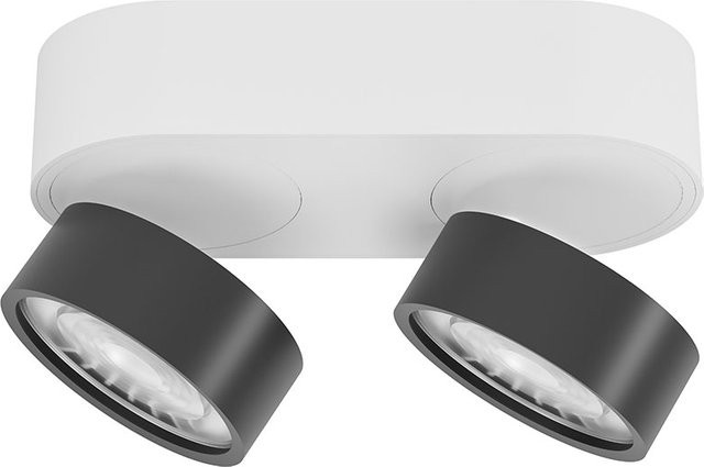 LUX-IT Swing 95 Round LED-Deckenstrahler 2-flammig, Aufbaudose Weiß, Kopf Schwarz, Warmweiß 2700K - Bild 1