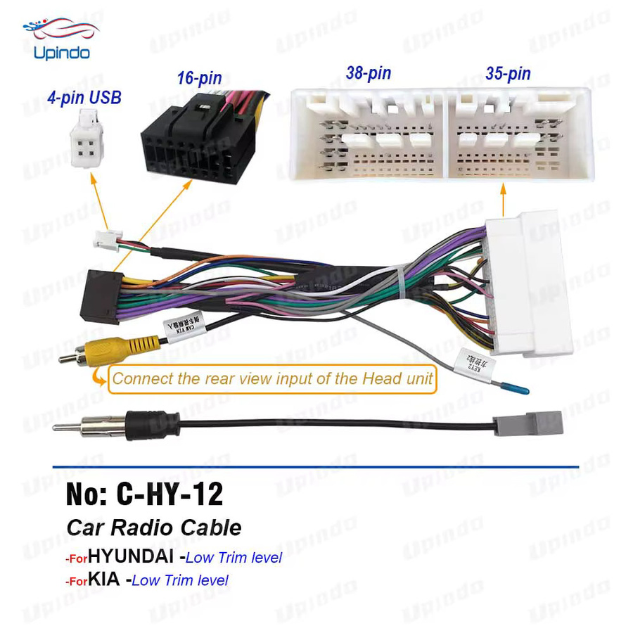 Upindo Auto Stereo Power Kabel Stecker Adapter für Android Radio Kabelbaum passend für Hyundai Celesta I10 I20 und KIA KX3 K2 Cerato - Bild 1