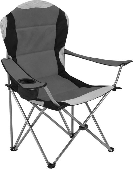 DELUKE Campingstuhl DORIAN 4er Set Faltsessel mit Getränkehalter, Farbe Grau-Schwarz, B/T/H: 106 x 60 x 92 cm - Bild 1