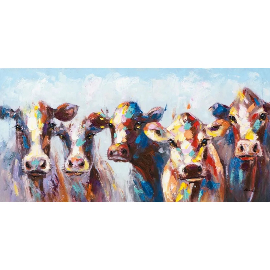 Art Universe Leinwandbild Erstaunte Kühe, modern, mehrfarbig, B: 100 cm, H: 50 cm - Bild 2
