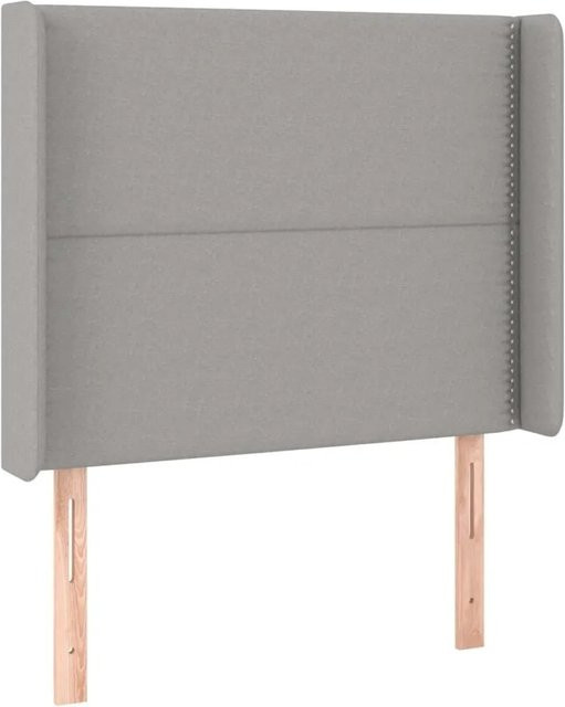 vidaXL Kopfteil mit Ohren in Hellgrau aus Stoff und Lärchenholz, B: 103 cm, T: 16 cm, H: 118-128 cm - Bild 1