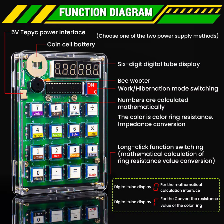 DIY-Rechner Elektronisches Produktionsset mit LED-Digitalröhrenanzeige und Gehäuse in Multicolour - Bild 2