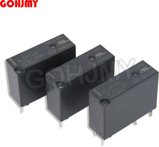 GOHJMY 5er Set Power Relais ALDP105 ALDP112 ALDP124 4PIN Schwarz 5V 12V 24V Ersatz für G5NB-1A-E HF46F-024-HS1 5A 250V - Bild 1