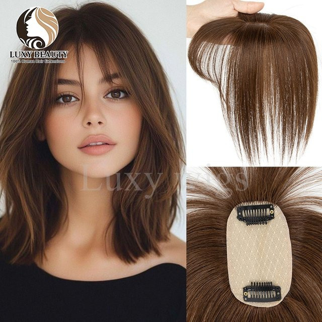 Luxy Beauty Echthaar-Topper mit Pony, Schwarzbraun, Damen - Bild 1