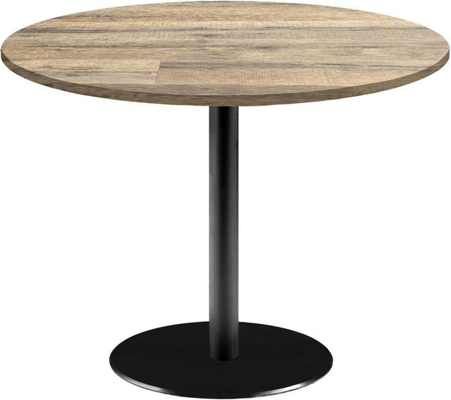 RestooTab Tisch Rome XL rund in Eiche und Vintage Braun, Höhe: 75 cm, Durchmesser: 120 cm - Bild 1