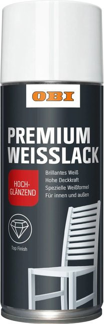 OBI Premium Weißlack Spray hochglänzend in Weiß, 400 ml - Bild 1