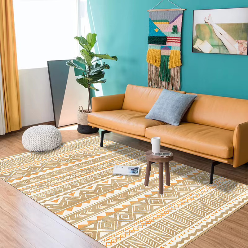 VIKAMA BOHO Kristall-Samt-Teppich in Beige, waschbar und schmutzabweisend, B/T: 160 x 120 cm - Bild 1