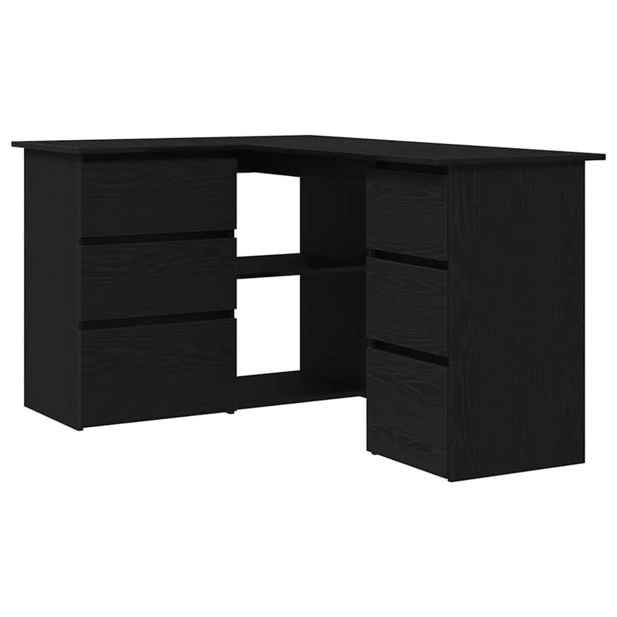 vidaXL Schreibtisch mit Regal in Schwarz und Eichen-Optik, B/T/H: 145 x 100 x 76 cm - Bild 2