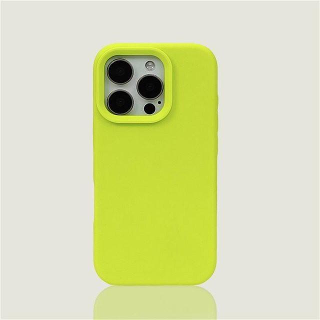 Stoßfeste Flüssigsilikon Handyhülle mit integriertem Kamera-Button für Apple iPhone 16 Pro Max, 15 Pro, 16, 14 in Neontone Matt Green - Bild 1