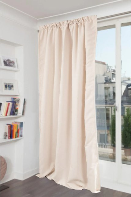 Moondream Lärmschutzvorhang mit Faltenband in Sand, blickdicht und thermoisolierend, Breite: 260 cm, Höhe: 145 cm - Bild 1
