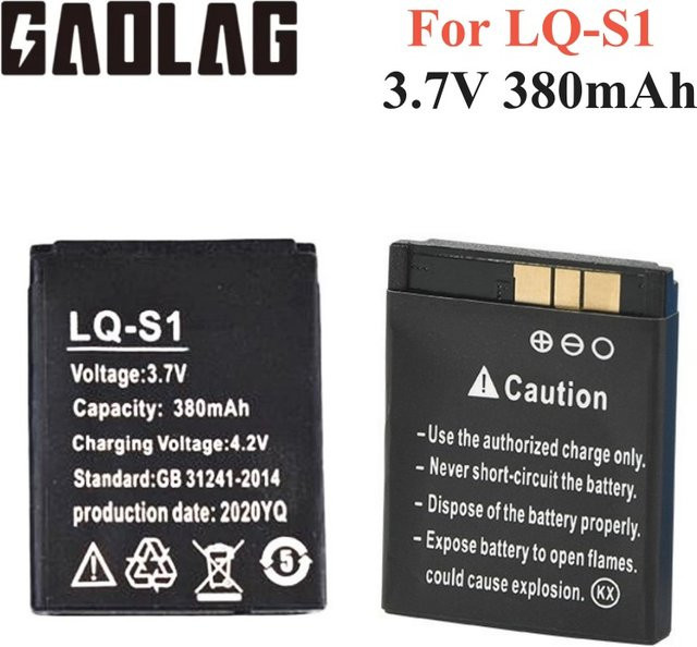 GAOLAG Universal Lithium-Akku LQ-S1 für Smartwatches, 3,7 V, 380 mAh, Schwarz - Bild 1