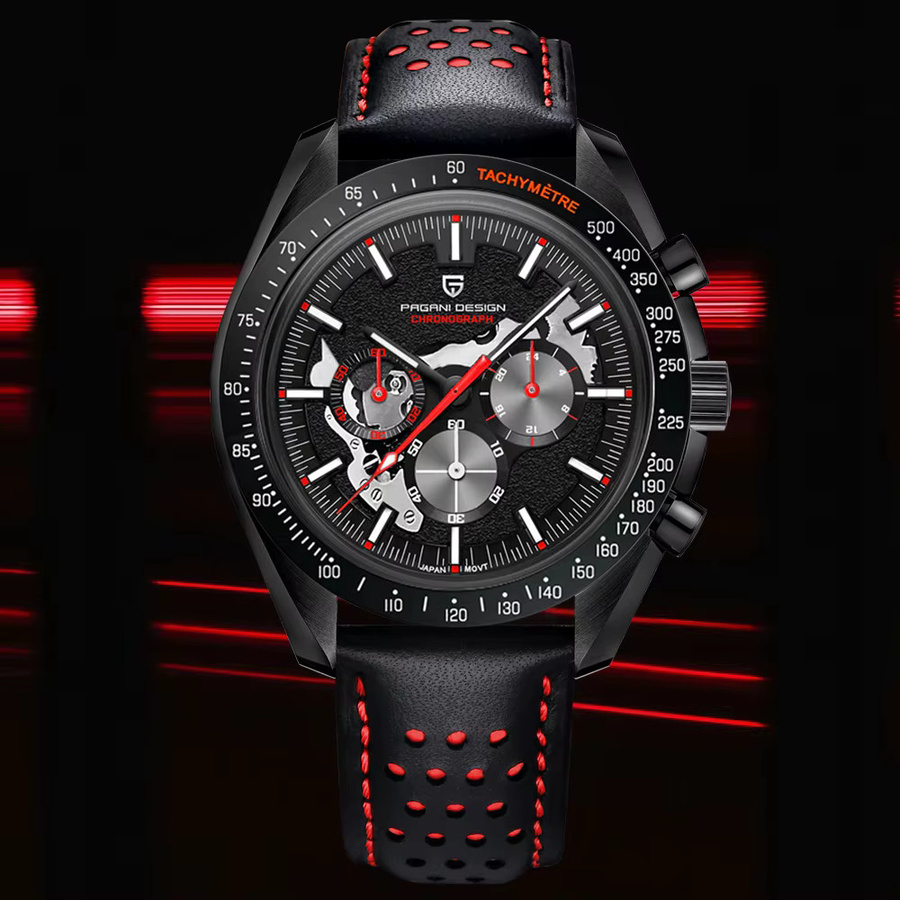 PAGANI DESIGN Chronograph, Quarz, Edelstahl, Schwarz, Herren - Bild 2