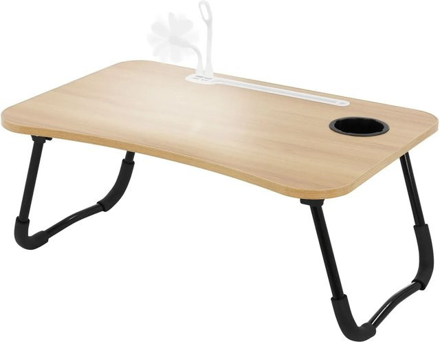 ML-Design Laptoptisch für das Bett in Holzoptik, klappbar, Farbe: Braun/Schwarz, B/T/H: 60 x 40 x 25 cm - Bild 1