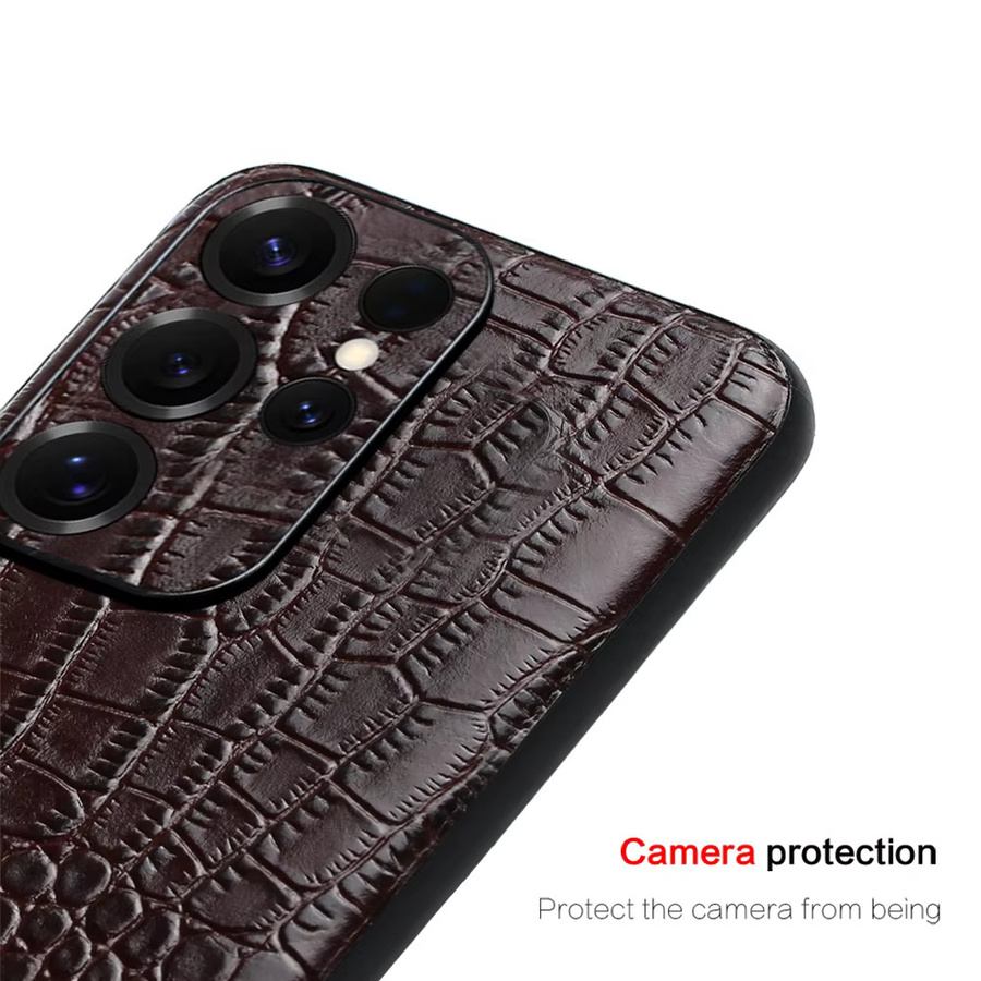 LANGSIDI Echtleder Handyhülle für Samsung Galaxy S25 S24 S23 Ultra S22 Plus S21 A55 A54 5G in Schwarz - Bild 2