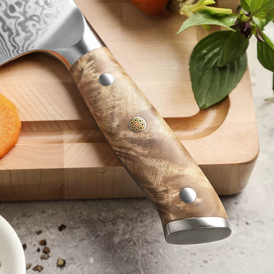 XINZUO Messer-Set aus Damaststahl mit 67 Schichten, Kochmesser und Santoku-Allzweckmesser, 60 HRC, mit Sycamore-Messingnieten - Bild 4