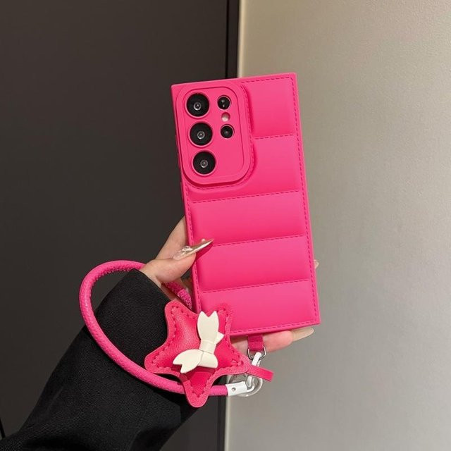Samsung Galaxy Smartphone Hülle Lanyard Stern Design mit Armband in Pink für S24 S23 S22 S21 Plus FE und A-Serie aus TPU - Bild 1