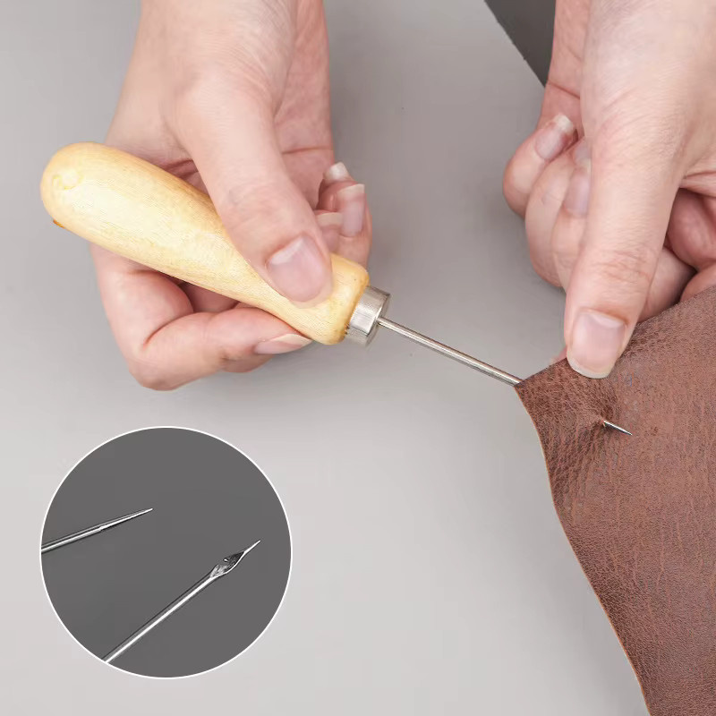 Nähteahle mit Holzgriff zum Stanzen und Lochen für Schuhreparatur und DIY-Projekte, Mehrfarbig - Bild 2