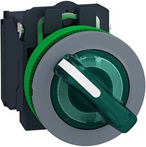 Schneider Electric XB5FK123G5C0 Leuchtwahlschalter in Grün und Grau aus Kunststoff mit IP69K Schutzart und bündigem Design - Bild 1