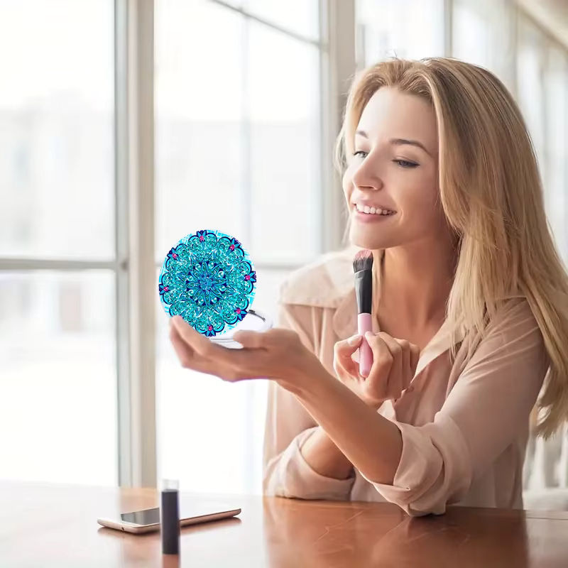 DIY Diamant-Malerei Kunstset mit Mandala-Muster und Spiegel in Mehrfarbig - Bild 3