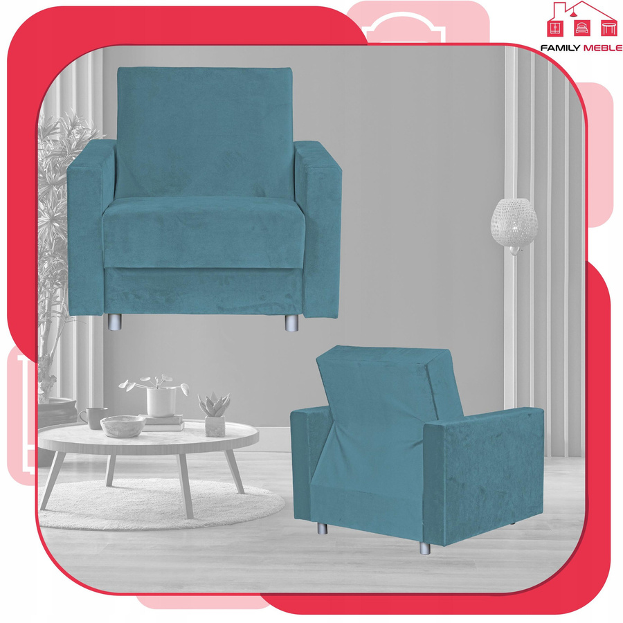 Schlaf-Sofa Klappstuhl Alicja von Family Meble in Blau mit Stauraum - Bild 2