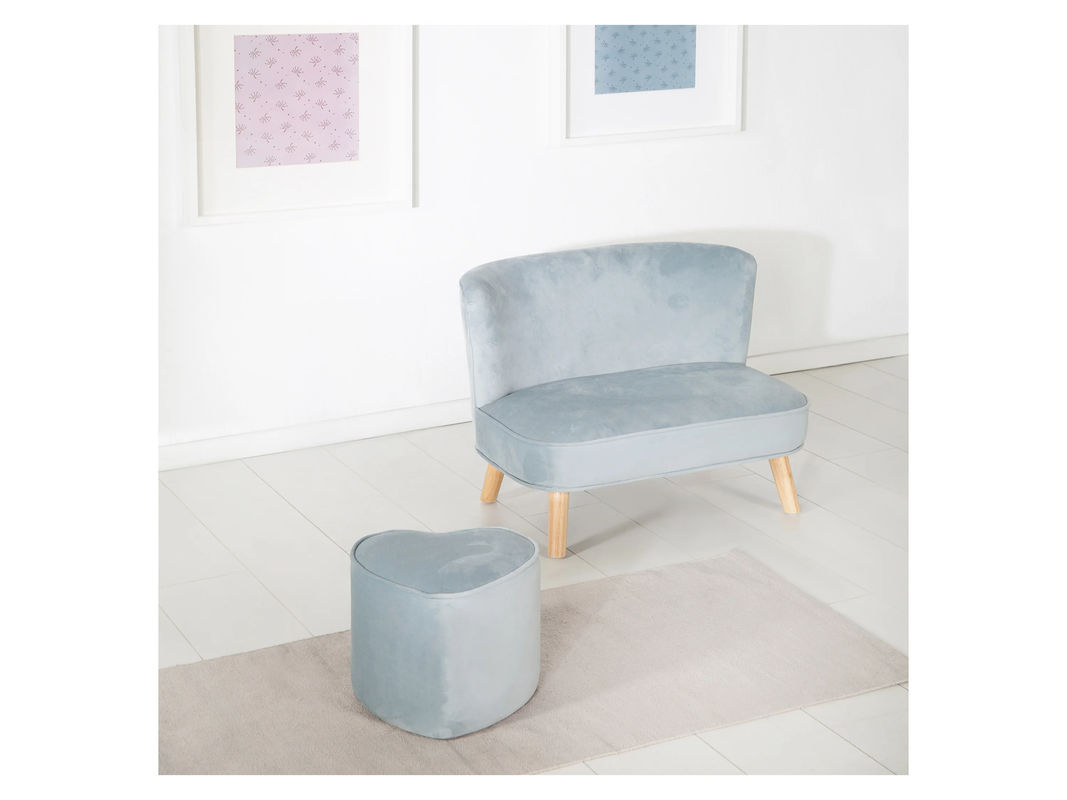 ROBA Kindersofa 2-Sitzer im Skandi Stil in Blau mit Armlehnen und Schaumstofffüllung - Bild 2
