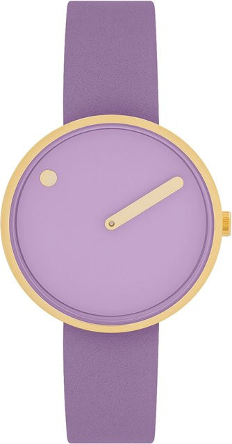 Picto Armbanduhr, Quarz, Edelstahl, 34 mm, Leder, Lila, Unisex - Bild 1