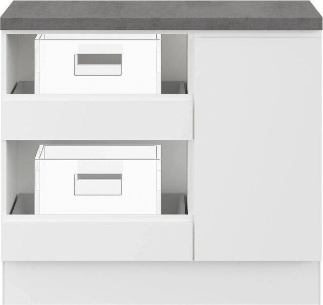 Impuls Küchen Hauswirtschaftsmodul HWR41003H in Weiß mit Soft-Close-Türen und internen Schubladen, Breite: 100 cm - Bild 1