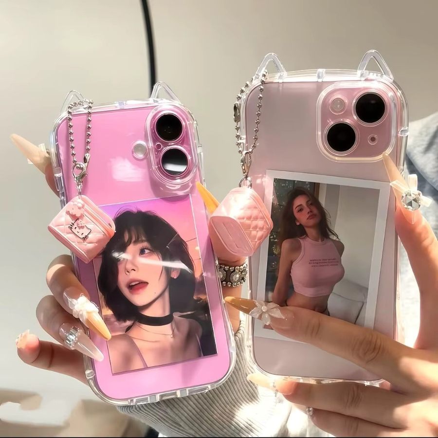 FUCHU Handyhülle mit süßen 3D Katzenohren für iPhone 17 Air 16 Pro Max 15 14 13 12 11 in Transparent, stoßfeste weiche TPU Abdeckung - Bild 2