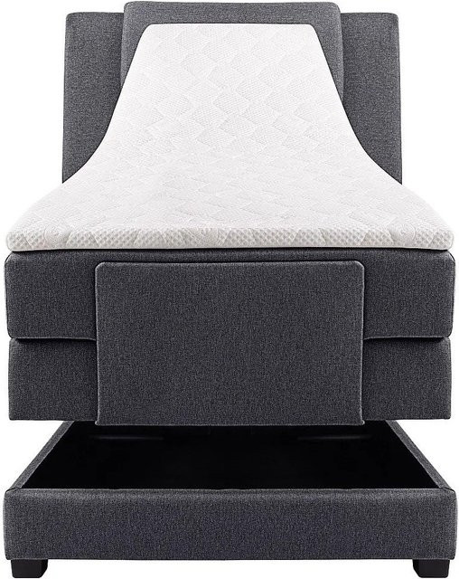 Vente-unique Boxspringbett Castel gepolstert in Anthrazitgrau B/T/H: 100 x 200 x 120 cm - Bild 1