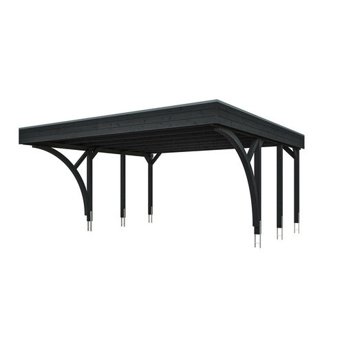 SKANHOLZ Carport Friesland aus Fichte mit zwei Einfahrtsbögen und Flachdach in Anthrazit und Schwarz, B: 546 cm, T: 555 cm - Bild 3