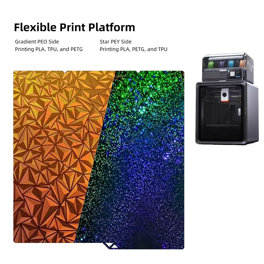 Doppelseitige Bauplatte als flexibles Druckbett mit klarer Textur für Kobra S1 3D-Drucker, B/T: 264 x 276 mm, transparent/multicolour - Bild 2