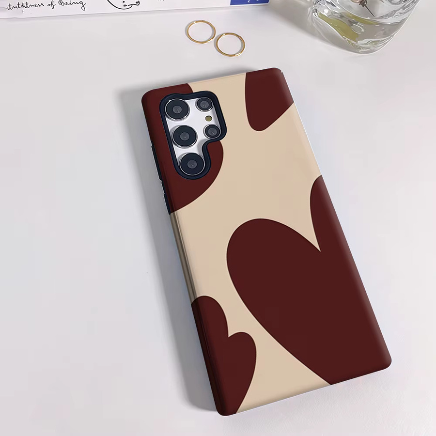 Stoßfeste doppellagige Handyhülle mit Herz-Design für Samsung Galaxy S25 Ultra, S24 und S23 Ultra Plus in Burgunderrot - Bild 2