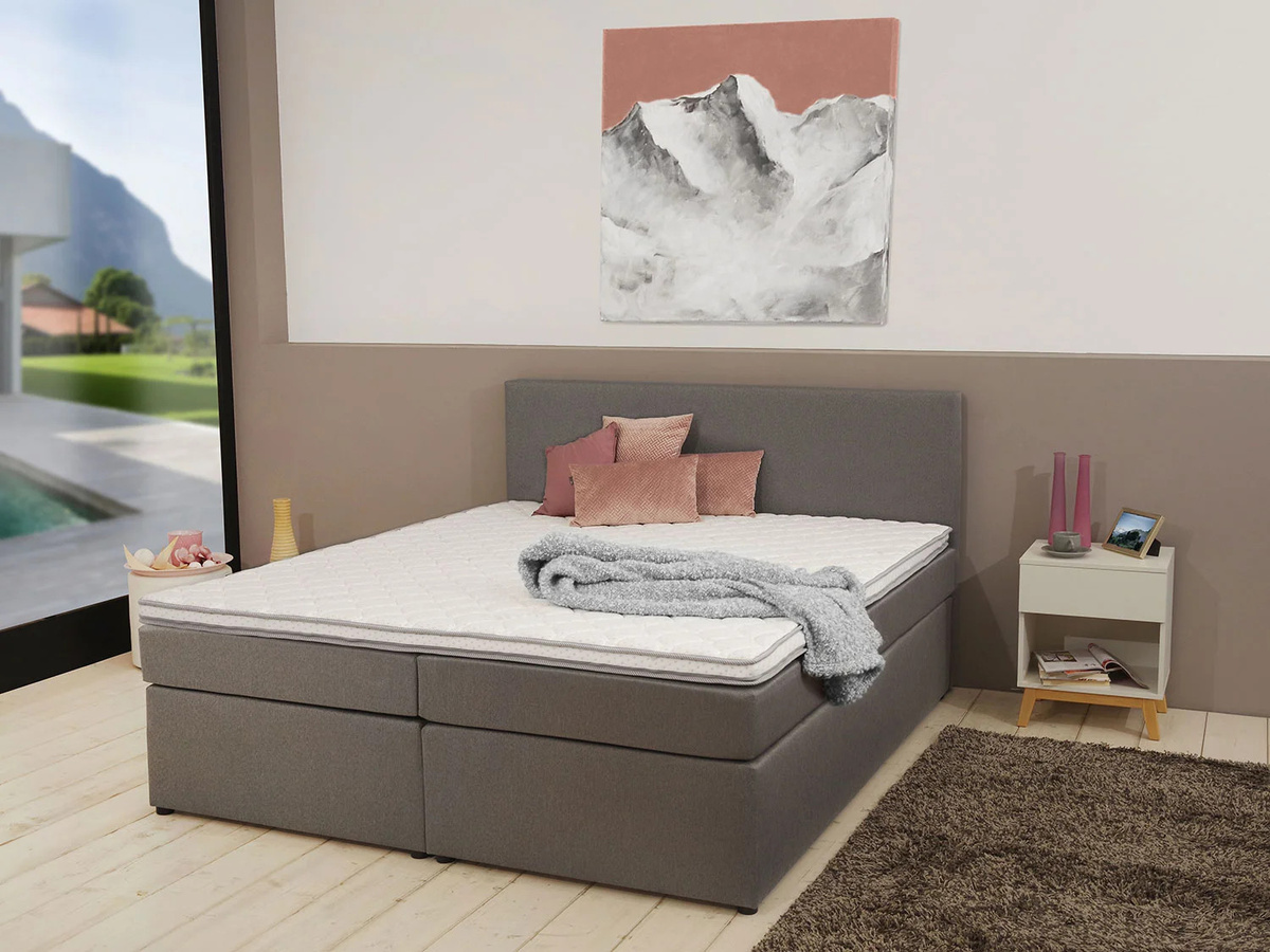 SUN GARDEN Boxspringbett Cairns in Grau mit Bonell-Federkern, B/T: 180 x 200 cm - Bild 2